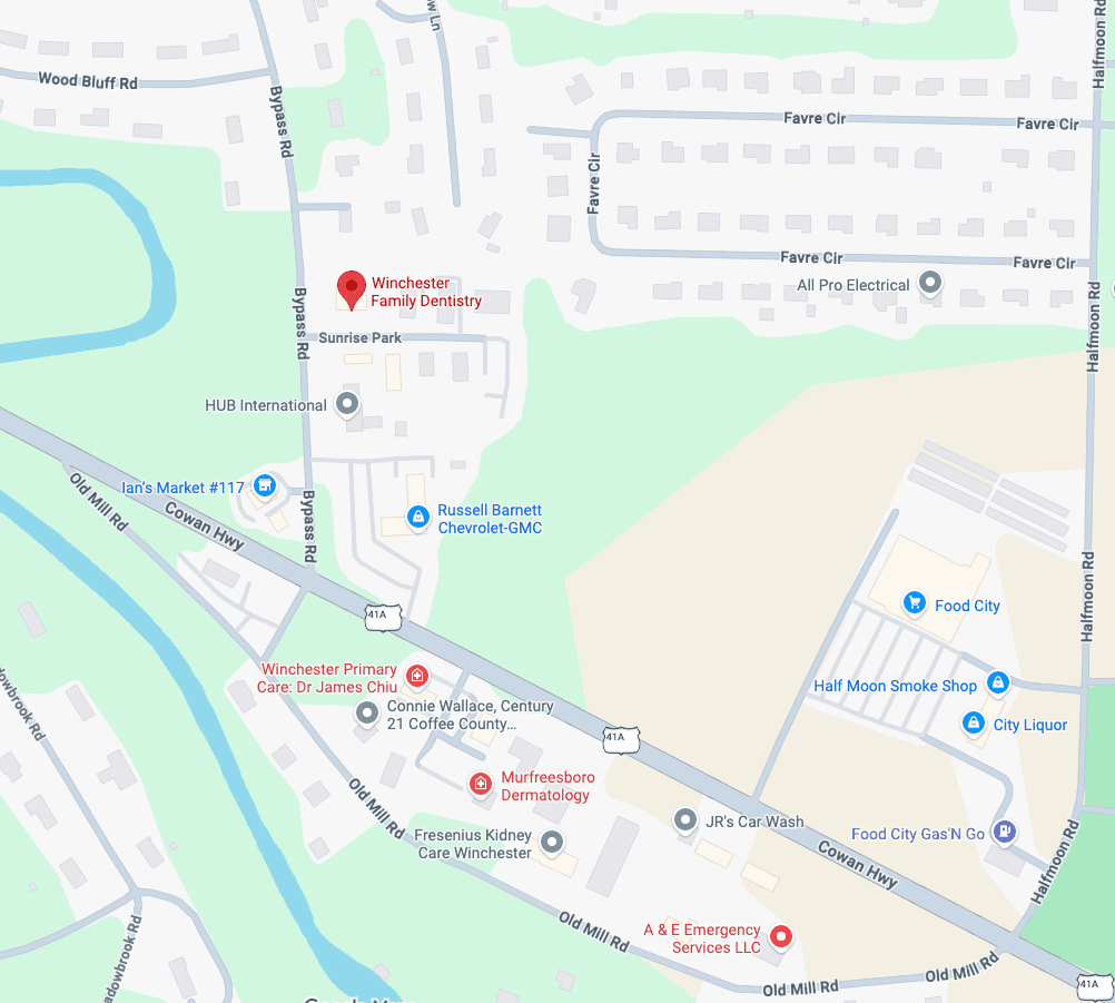 Map showing Winchester Family Dentistry on Bypass Road. Opens Google Maps in a new tab.